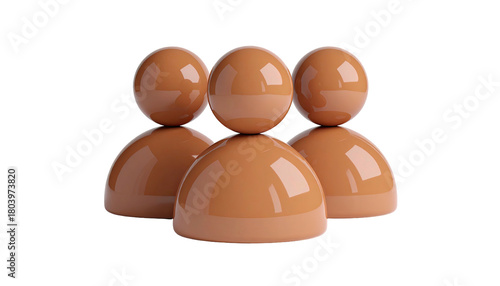 Three brown, glossy, abstract humanoid figures in a group