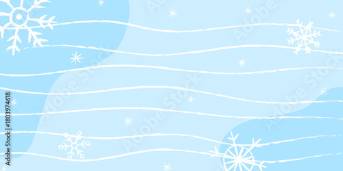 Beautiful winter background featuring snowflakes and soft blue waves in a serene design