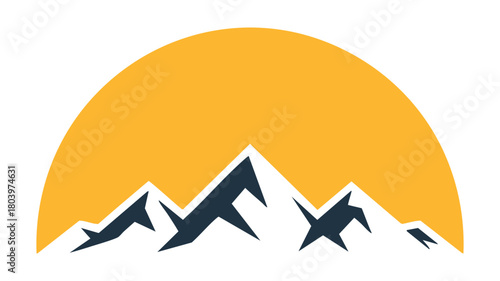 Mountain range sun flat design icon