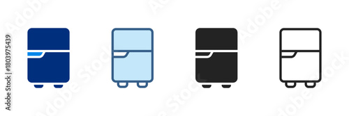 Refrigerator Icon Set Multiple Style Vector Illustration 