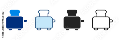 Toaster Icon Set Multiple Style Vector Illustration 