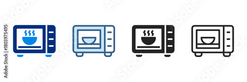 Microwave Icon Set Multiple Style Vector Illustration 