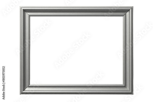 Silver frame on a white background in 3D format, template, background, empty space for text, banner, advertising, drinks, food, store