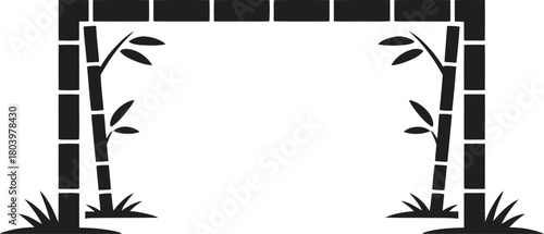 Bamboo frame silhouette vector design for nature-inspired decoration, eco art, and natural frame design