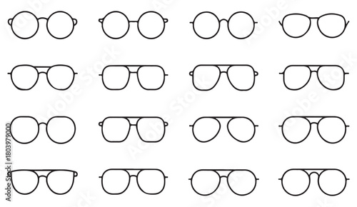 Optical design icons featuring retro, trendy, reading and stylish spectacles