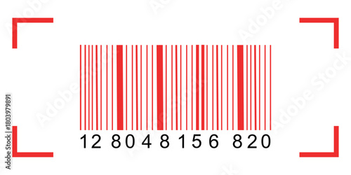 Simple fake Bar code icon. Abstract Barcode with numbers. Barcode product distribution icon. Universal code for scanning product or item. Vector illustration isolated on transparent background.