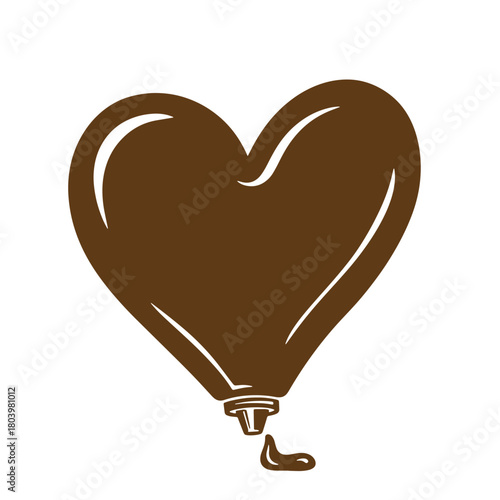 Heart shaped tube illustration filled with brown liquid suitable for valentine's day and romantic designs