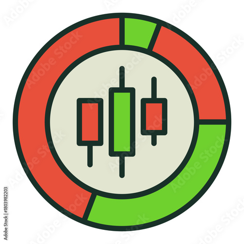 Stock Chart vector Piechart colored icon or design element