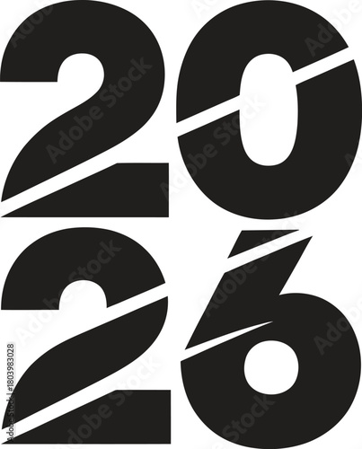 2026 Split Number Typography with Soccer Silhouette Design
