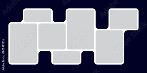 Pictures or photos frame collage, page grid layout abstract photo frames and digital photo wall template