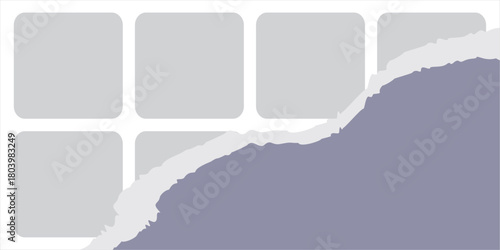 Pictures or photos frame collage, page grid layout abstract photo frames and digital photo wall template