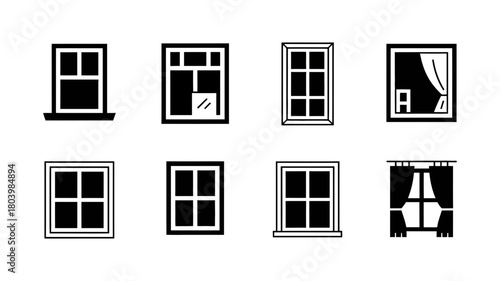 Collection of various window icons, isolated on