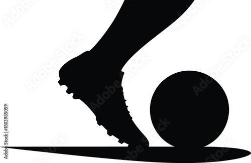 Soccer Player Foot on Ball Silhouette – Kickoff Vector Design