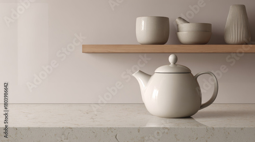 Fototapeta Naklejka Na Ścianę i Meble -  Teapot on modern minimalist kitchen countertop