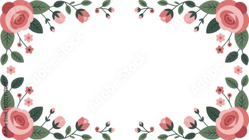 Pink Rose Border Illustration