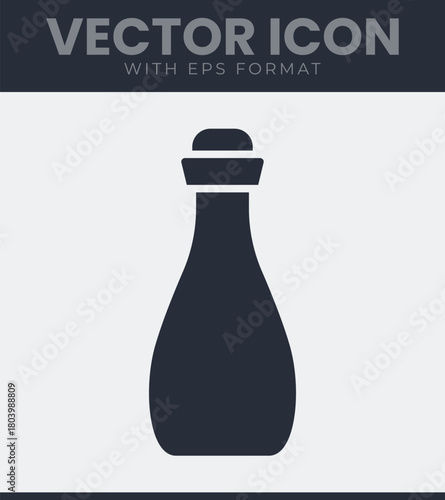 Simple bottle icon with cork stopper, minimalistic and elegant design for beverage, wine, oil or potion concepts vector, vector illustration