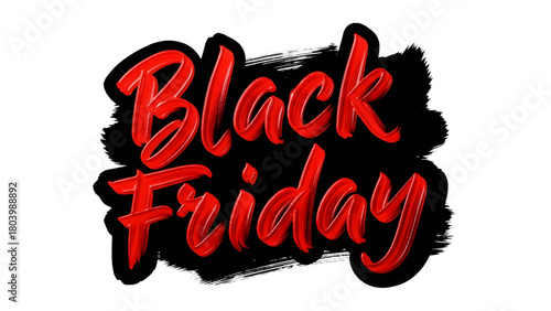 Bold red Black Friday lettering on a textured black background, perfect for sales promotions and marketing campaigns, ready to captivate.