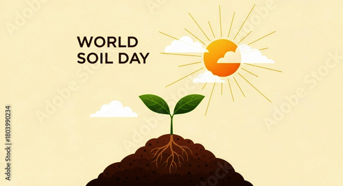 Animated Illustration of a Young Sprout Emerging from Soil with Green Leaves.