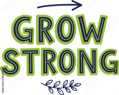 grow strong playful solid color creative teamwork vector design