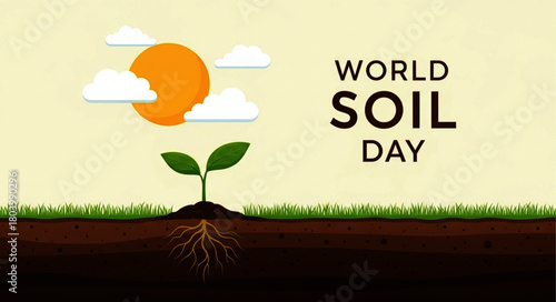 Animated Illustration of a Young Plant with Roots, Celebrating World Soil Day