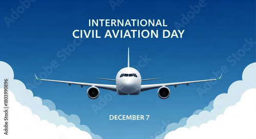 Airplane Front View: White Passenger Jet with Extended Wings in Blue Sky