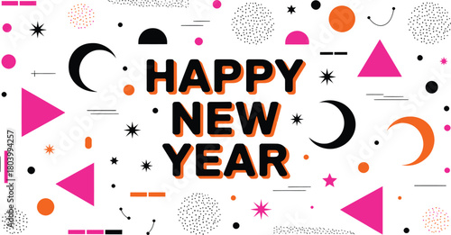 Festive happy new year celebration illustration with vibrant party elements and celebratory design