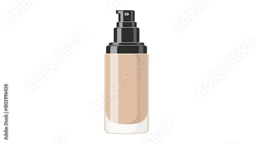 A bottle of liquid foundation with a pump dispenser