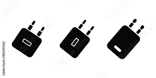 Minimal charger adapter icon collection vector illustration on white background