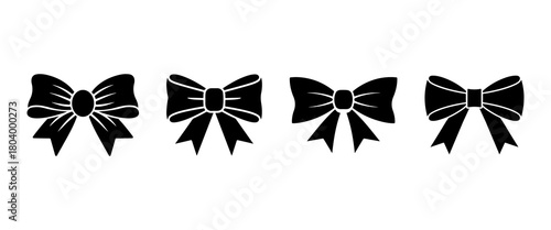 Set of black ribbon bow silhouettes vector illustration collection isolated on white background