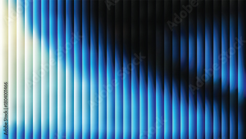 White and blue gradient vertical lines abstract background with ribbed glass effect. Futuristic fractal glass background with soft wave, glow, and transparent layers. Modern technology concept