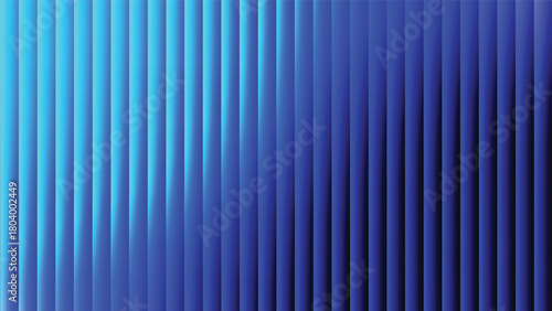 Blue vertical lines gradient abstract background with ribbed glass effect. Futuristic fractal glass background with soft wave, glow, and transparent layers. Modern technology concept
