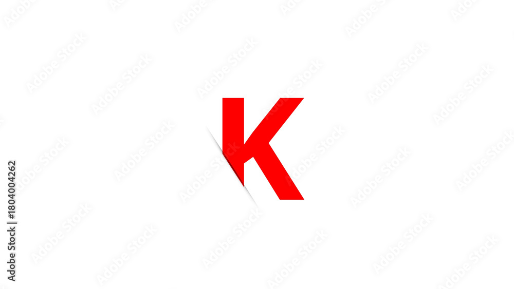 Obraz premium red letter K is on a plain white background with a cut effect.