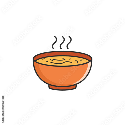 A simple bowl of steaming soup illustration conveying warmth and comfort within a minimalist