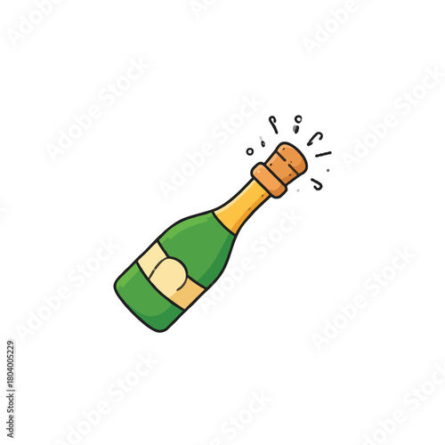 Celebratory cheers with a bubbly champagne bottle bursting open with effervescent excitement and