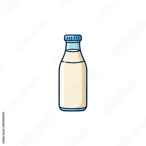 Classic milk bottle illustration depicting pure dairy product with nutritious organic liquid