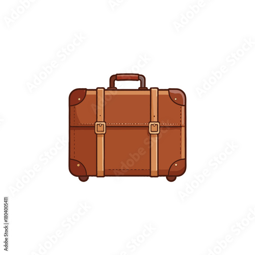 Classic leather suitcase illustration evokes memories of past journeys and adventures, simple