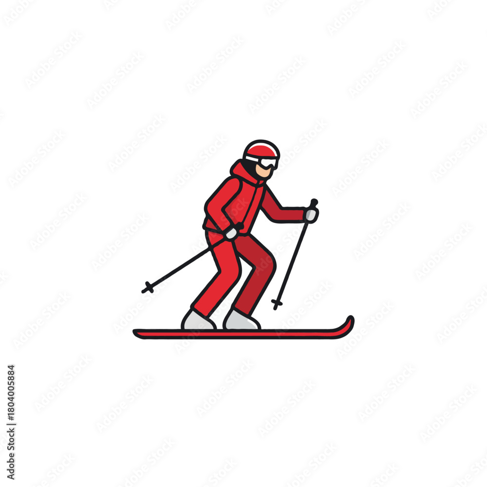 Obraz premium Dynamic downhill depiction a spirited skier carving through pristine snow adventure winter sport