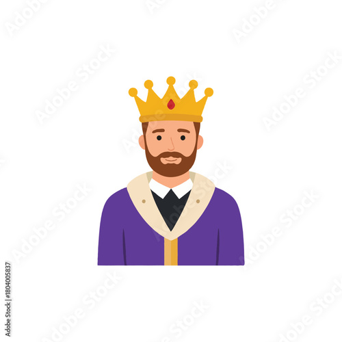 Digital portrait depicts a sovereign ruler adorned with a golden crown cartoon rendering showing