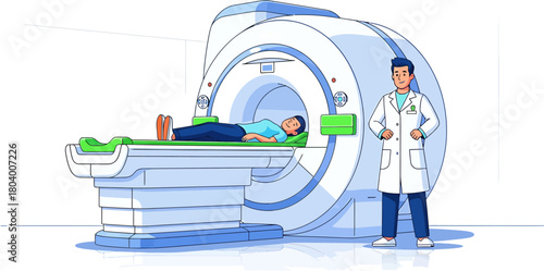 Modern Medical Imaging Patient Undergoing an MRI Scan Supervised by a Doctor for Advanced Diagnostic Procedures and Health Assessment