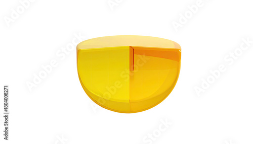 Glossy, yellow-orange bowl-like shape, rounded, halved