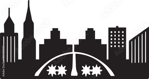 Perth City Skyline Silhouette Vector, City Icon, Logo