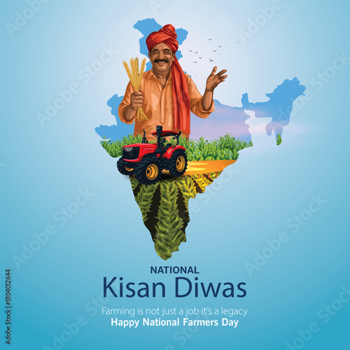 National Farmers Day in India is also known as Kisan Divas.abstract vector illustration design.
