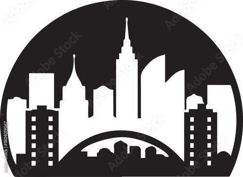 Perth City Skyline Silhouette Vector, City Icon, Logo