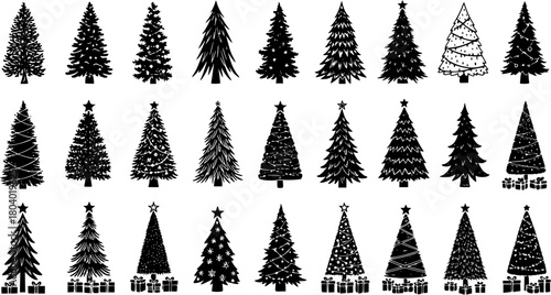 Christmas Tree Silhouette Collection: A Vector Set of Festive Evergreen Trees