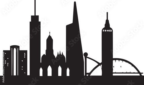 Perth City Skyline Silhouette Vector, City Icon, Logo