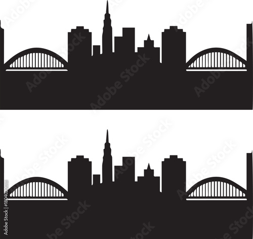 Perth City Skyline Silhouette Vector, City Icon, Logo