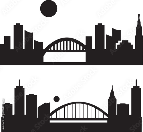Perth City Skyline Silhouette Vector, City Icon, Logo