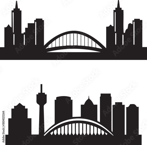 Perth City Skyline Silhouette Vector, City Icon, Logo