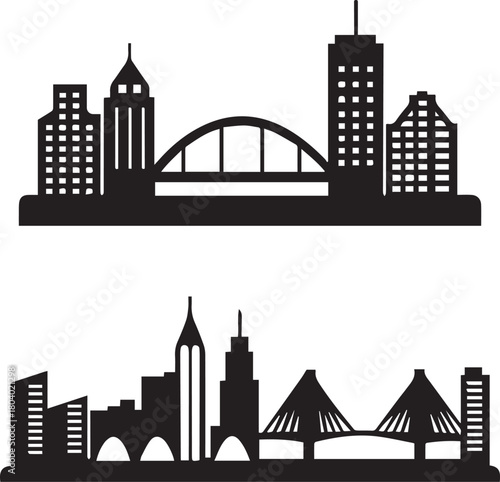 Perth City Skyline Silhouette Vector, City Icon, Logo