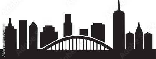 Perth City Skyline Silhouette Vector, City Icon, Logo